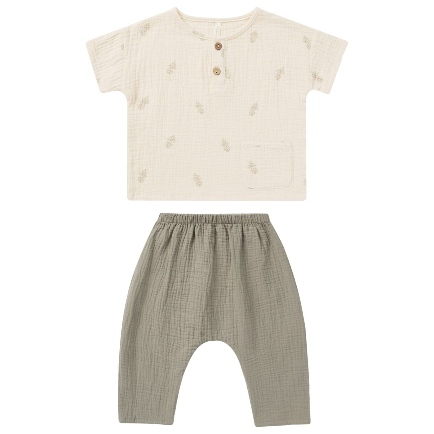 Pineapple Woven Henley Tee & Sage Rowan Pant