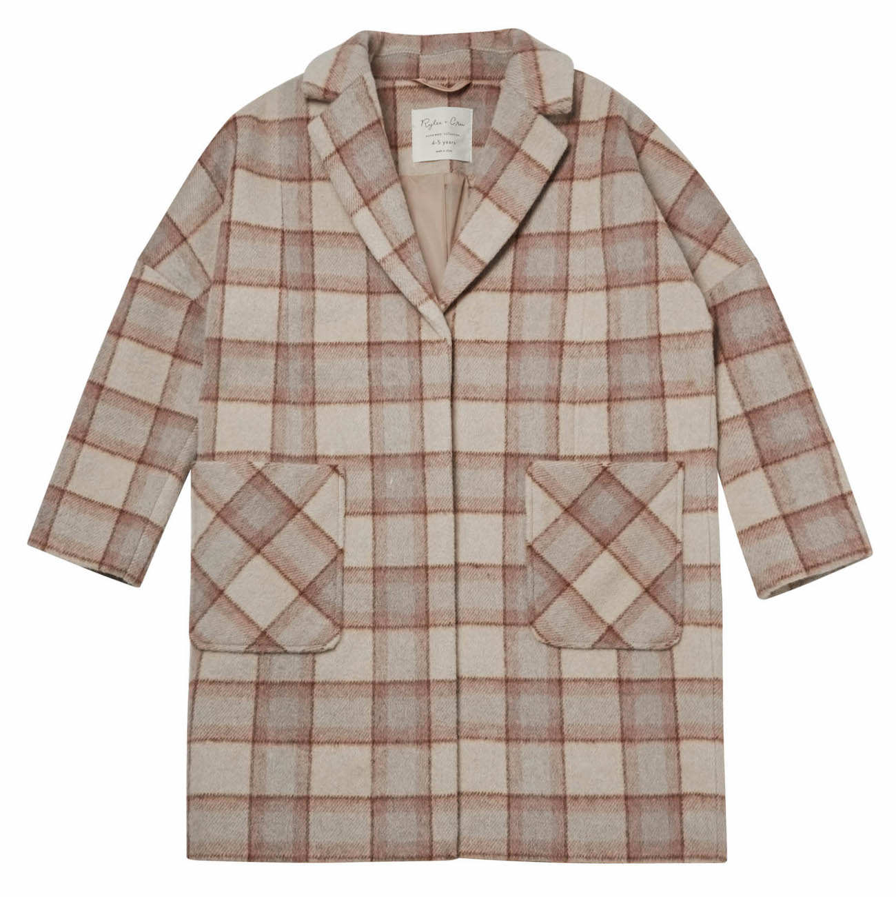 Longline Coat Grey Plaid