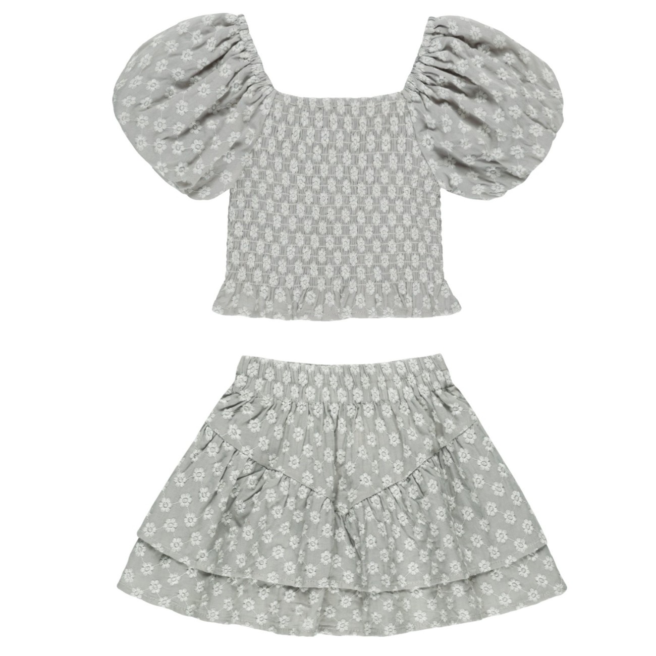 Trixie Top & Tiered Mini Skirt | Seafoam