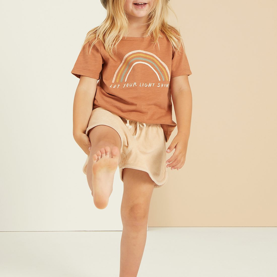 Rainbow Basic Tee & Shell Terry Track Shorts