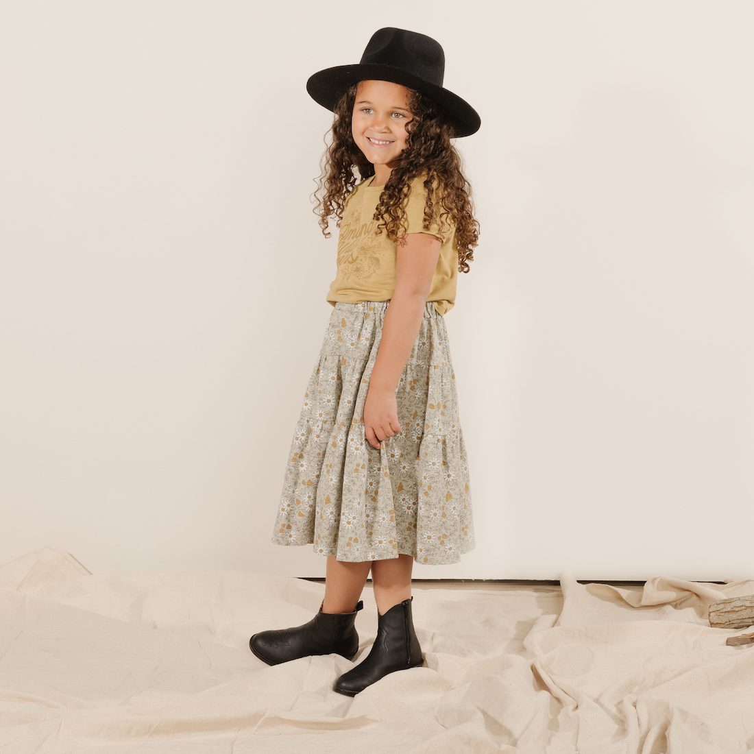 Among The Wildflowers Basic Tee & Wildflowers Midi Skirt