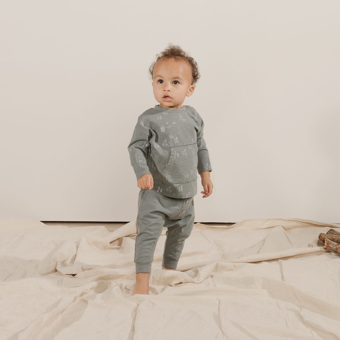 Hooded Long Sleeve Tee & Baby Cru Pant | Indigo