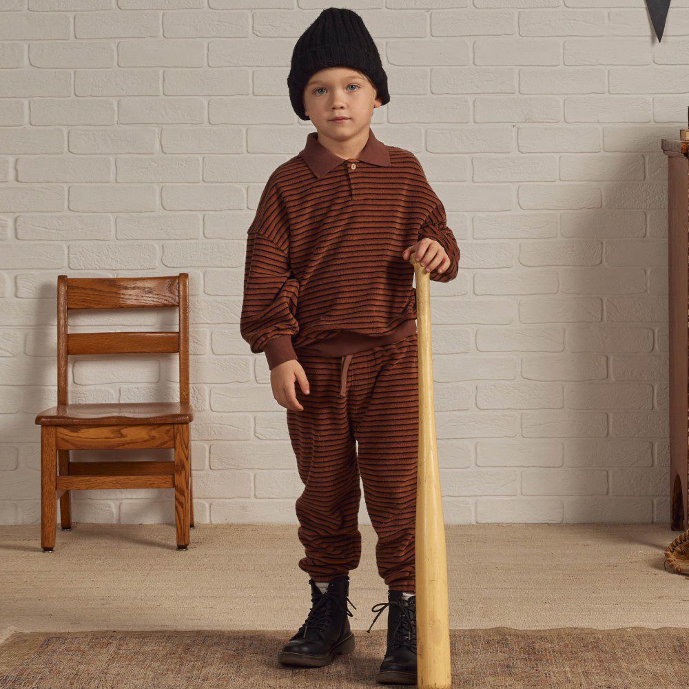 Collared Sweatshirt & Jogger Pant | Retro Stripe