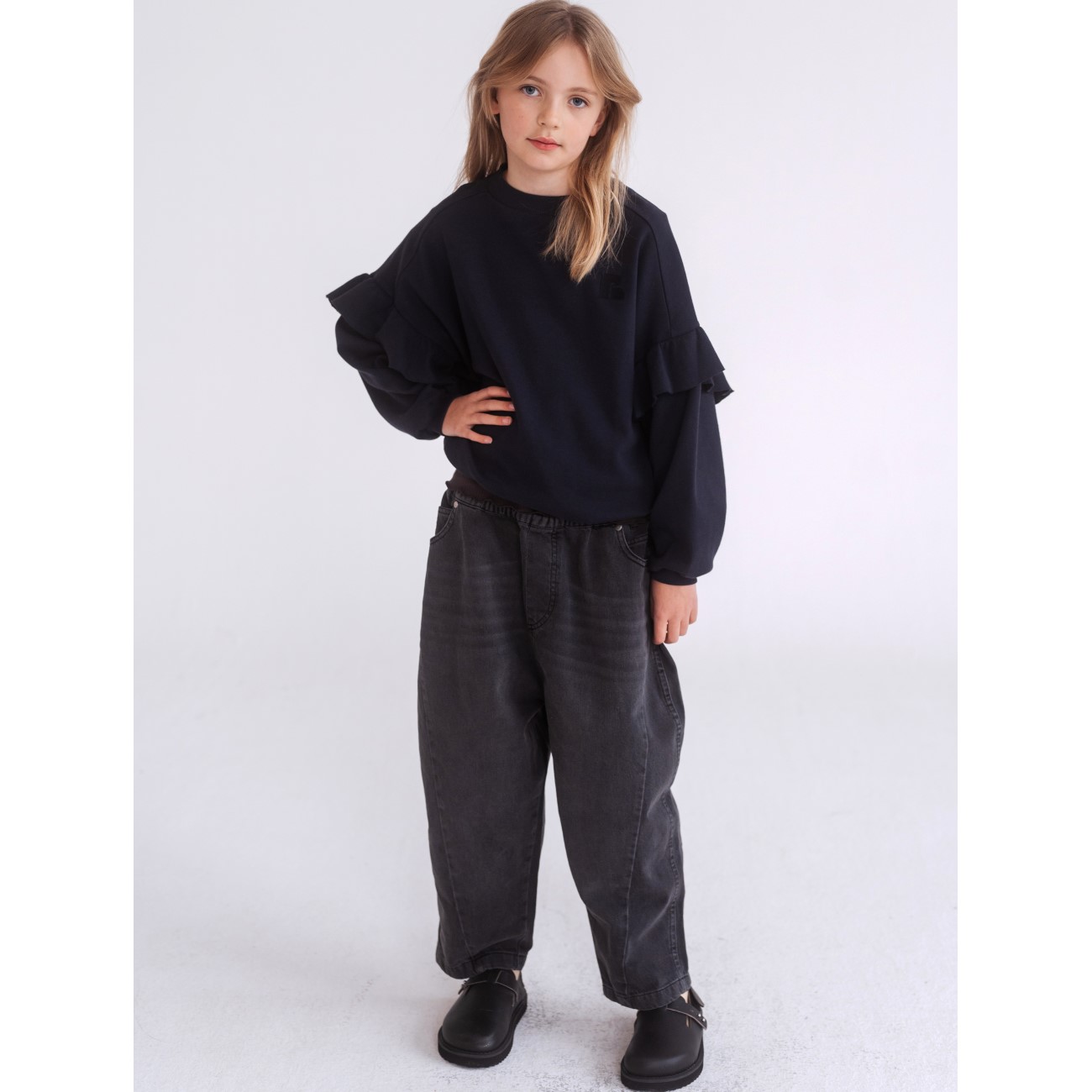 Ruffle Sweater Short | Deep Dark Blue