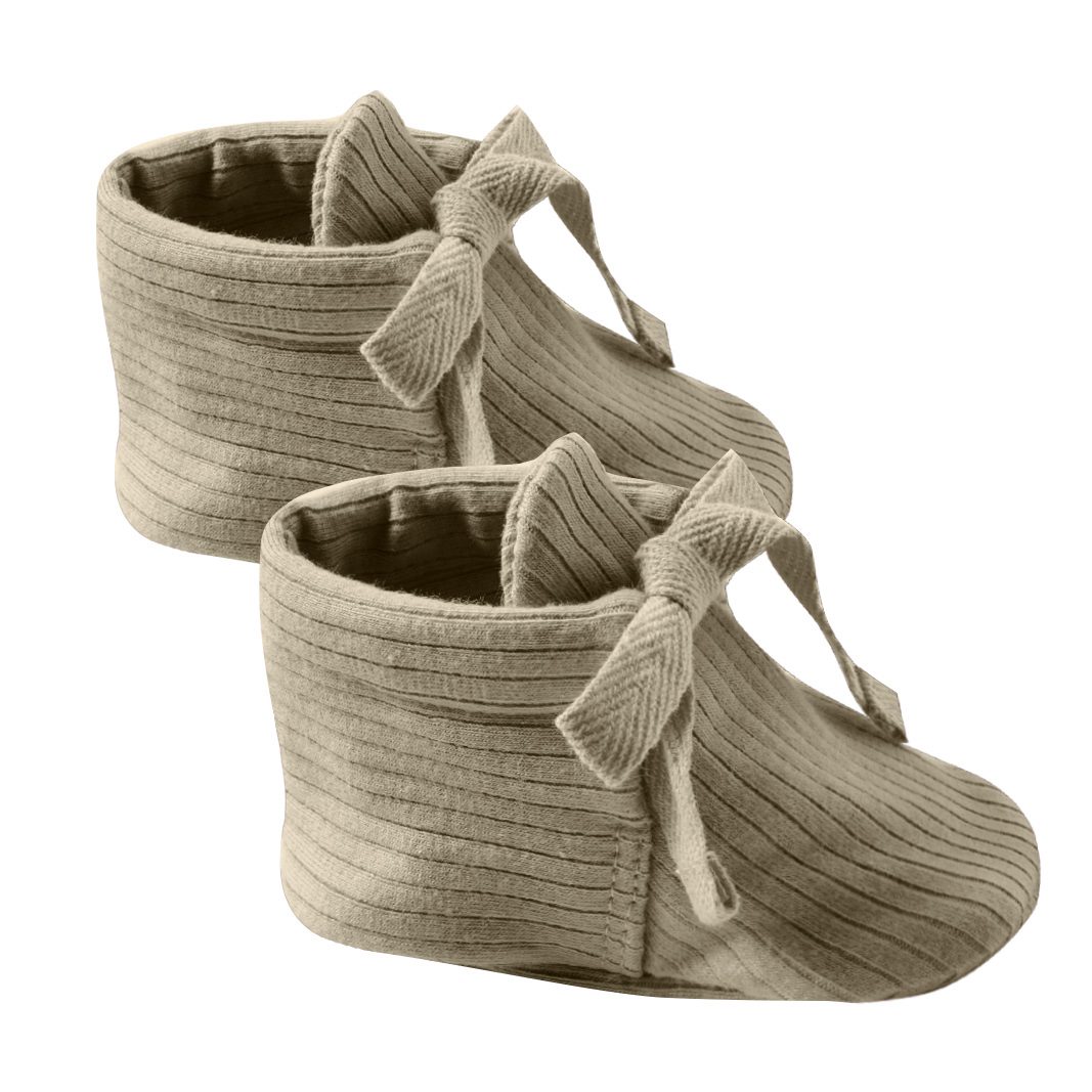 Ribbed Baby Booties | Olive