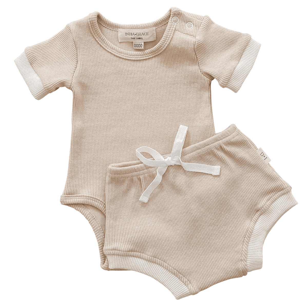 Ribbed Onesie & Bloomers | Beige