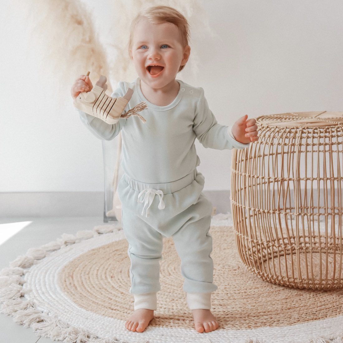 Ribbed Onesie & Relaxed Fit Leggings | Dusty Sage