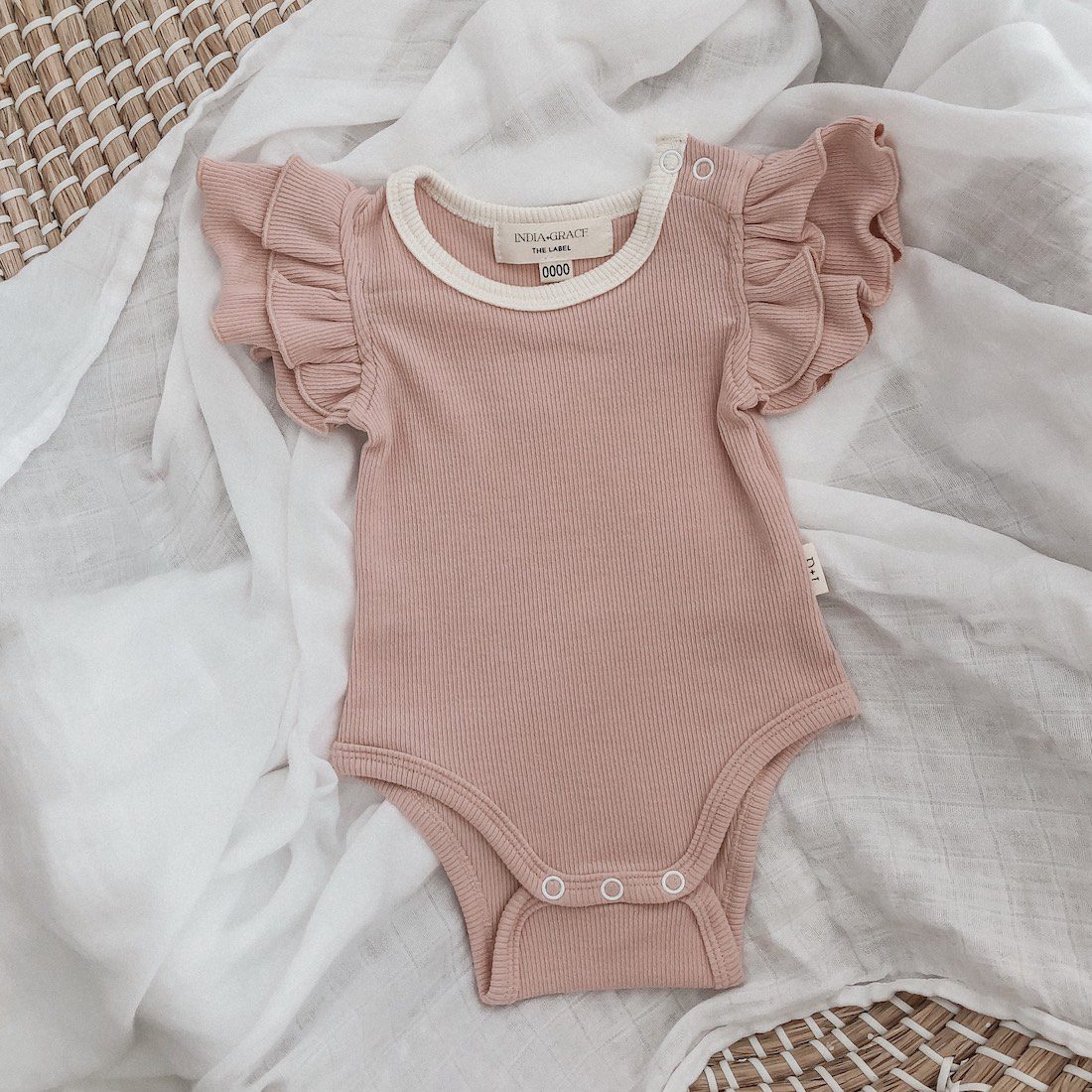 Ribbed Ruffle Onesie & Ruffle Bloomers | Dusty Pink