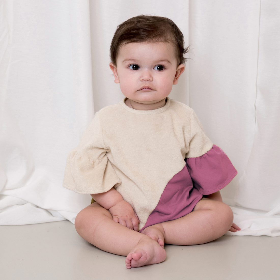 Ruby Romper | Off White Terry & Blush