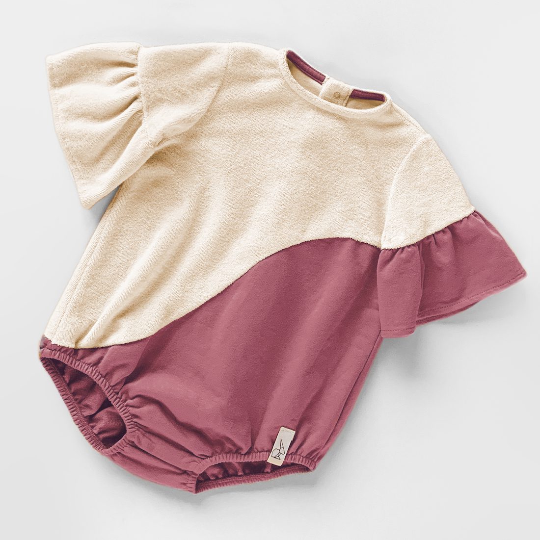 Ruby Romper | Off White Terry & Blush