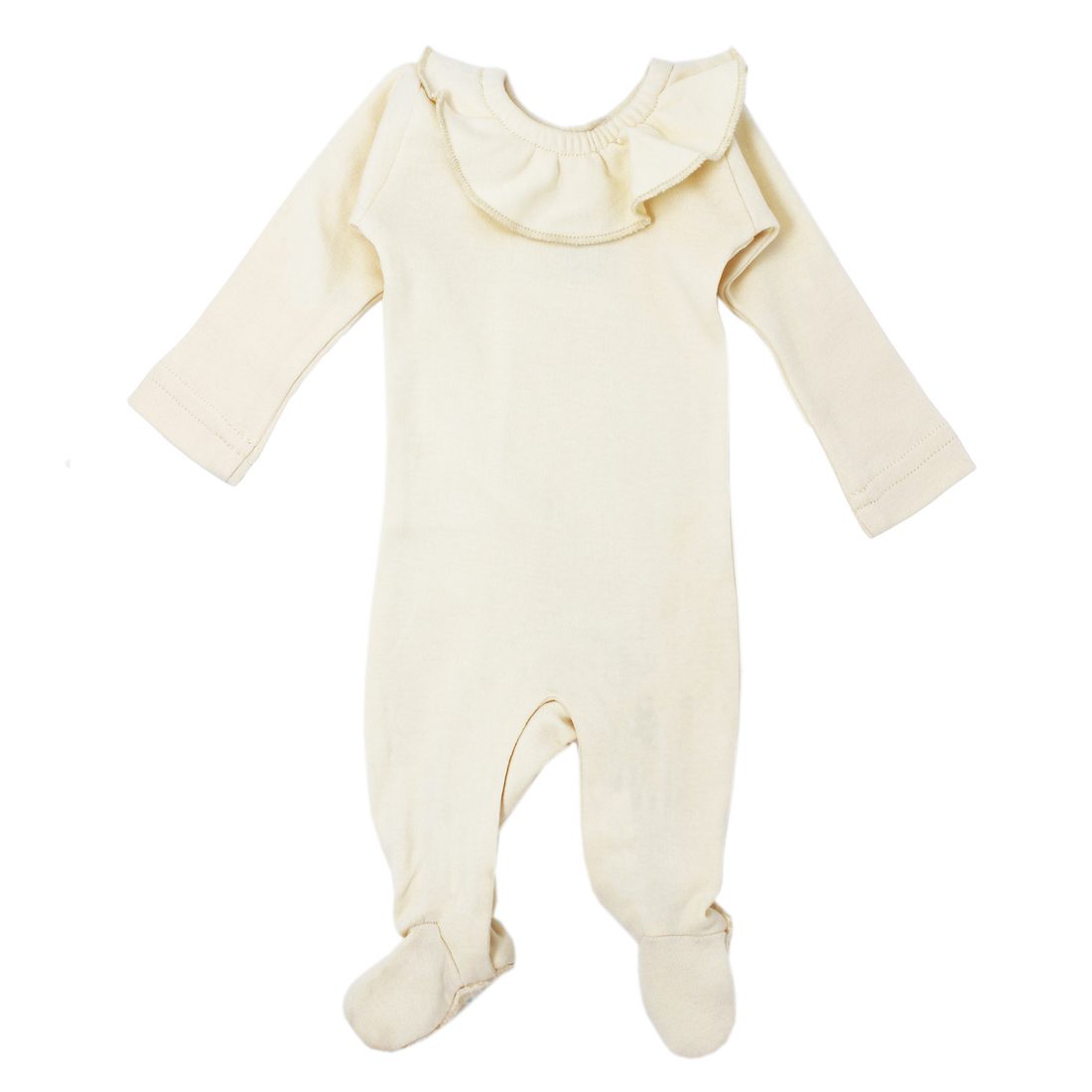 Ruffle Baby Footie | Beige