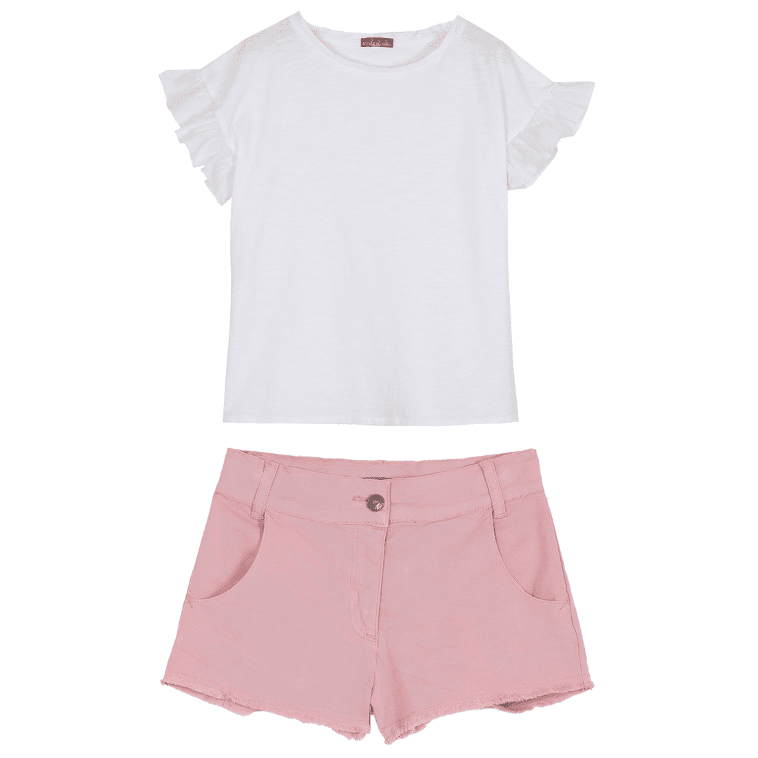 Ruffled Sleeves & Shorts W/ Cat Pockets