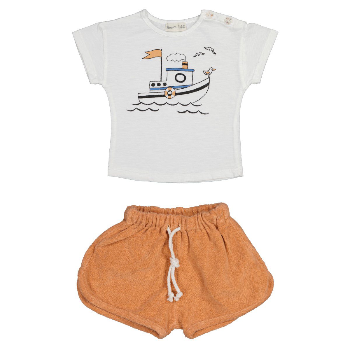 Submarine Boat T-Shirt & Terry Shorts | Off-White/Apricot