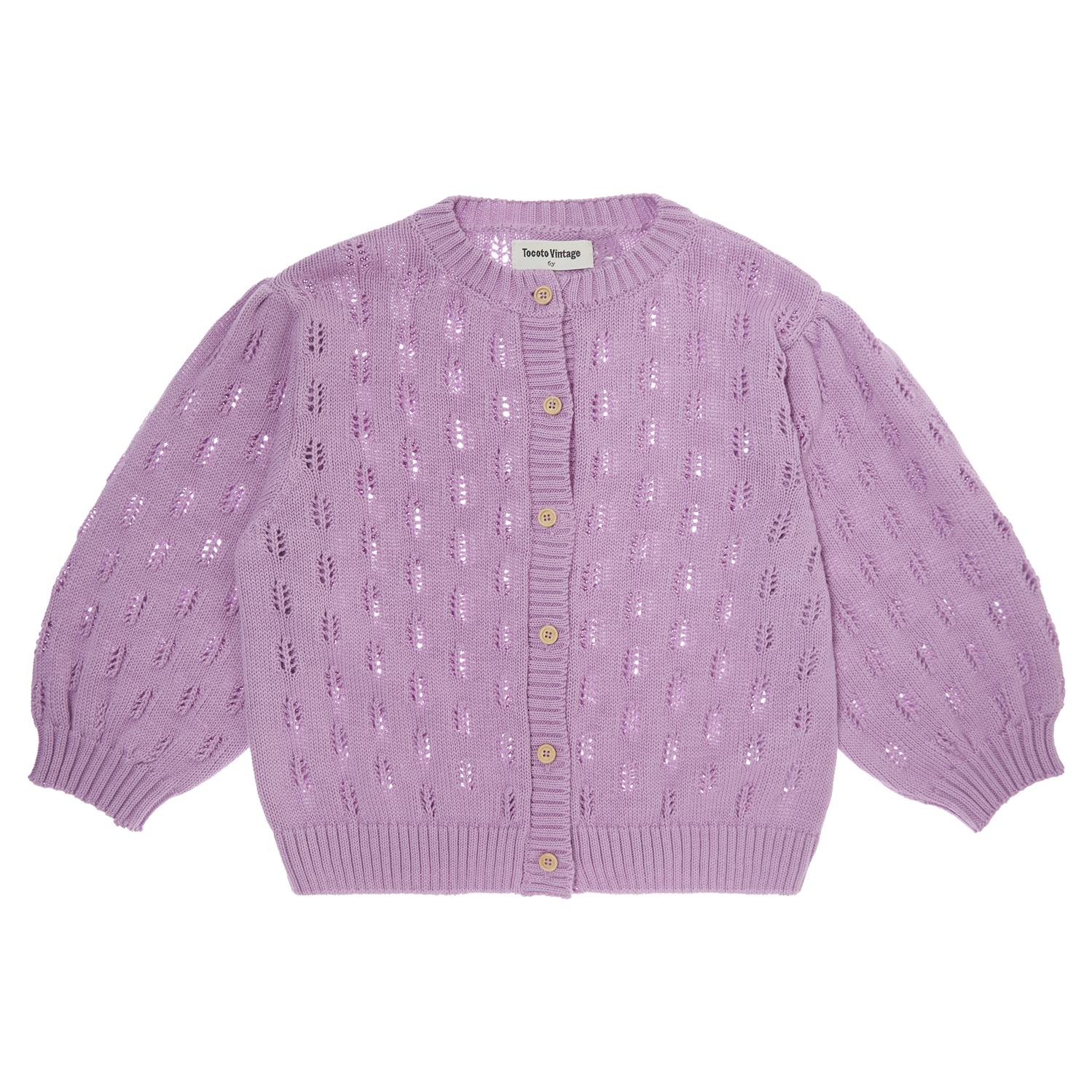 Openwork Knit Cardigan W/ Flowers