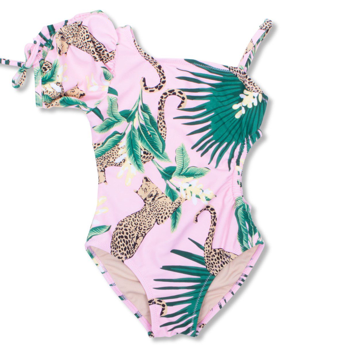Puff Sleeve Cutout 1 Shoulder | Tropical Leopard