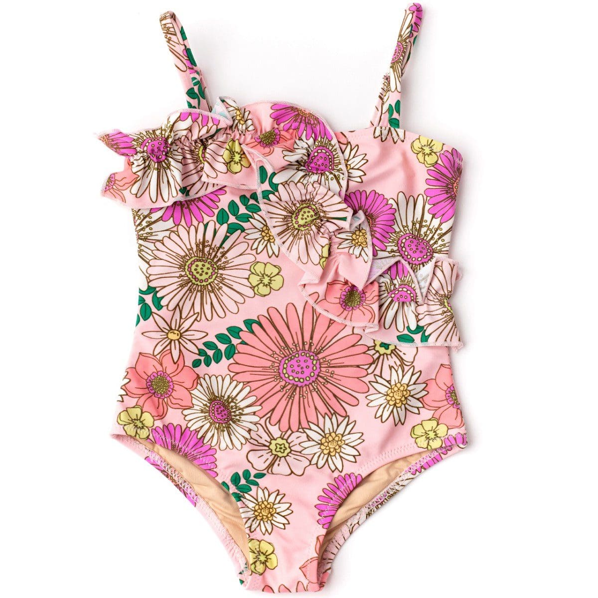 Ruffle Front 1 Piece | Retro Blossom