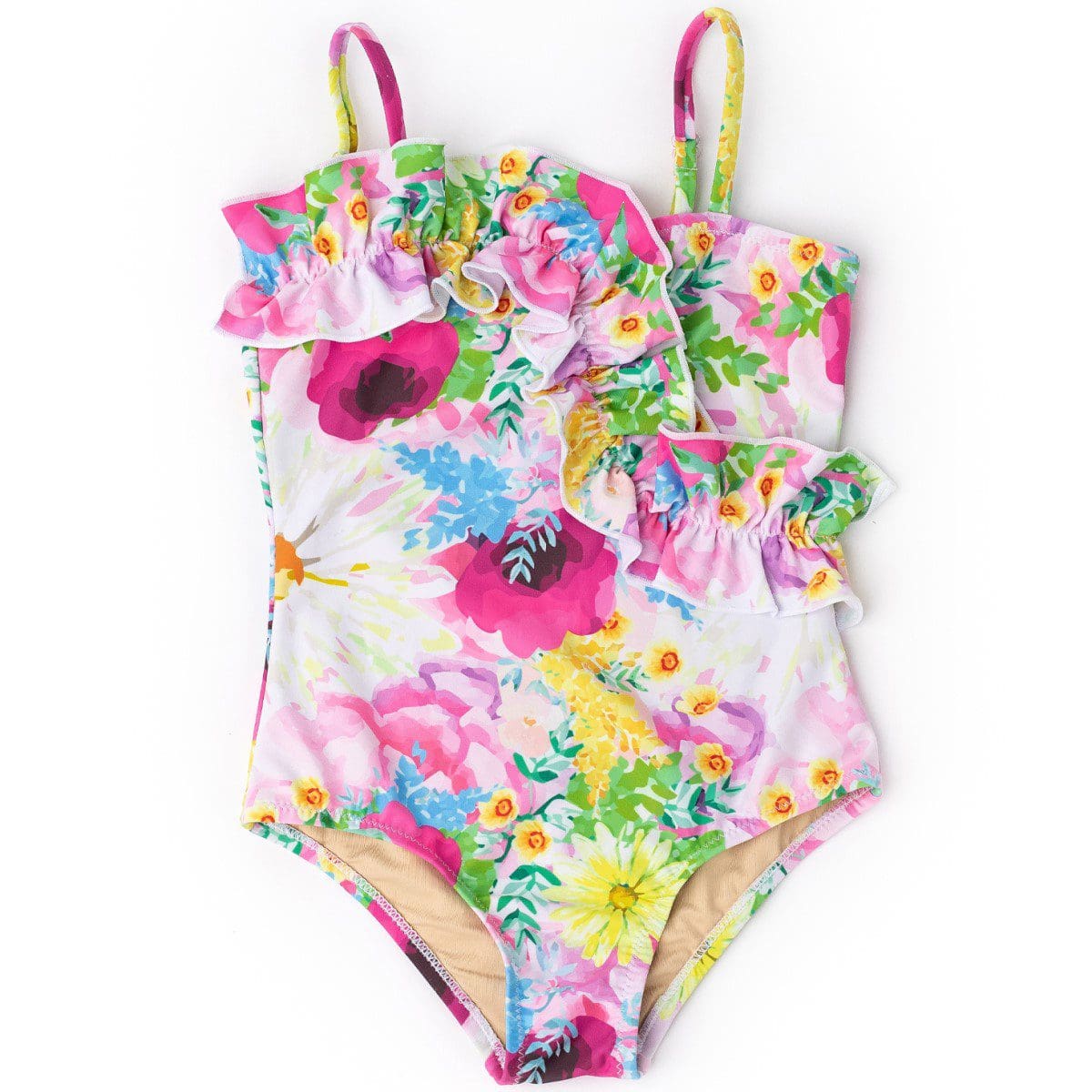 Ruffle Front 1 Piece | Watercolor Floral