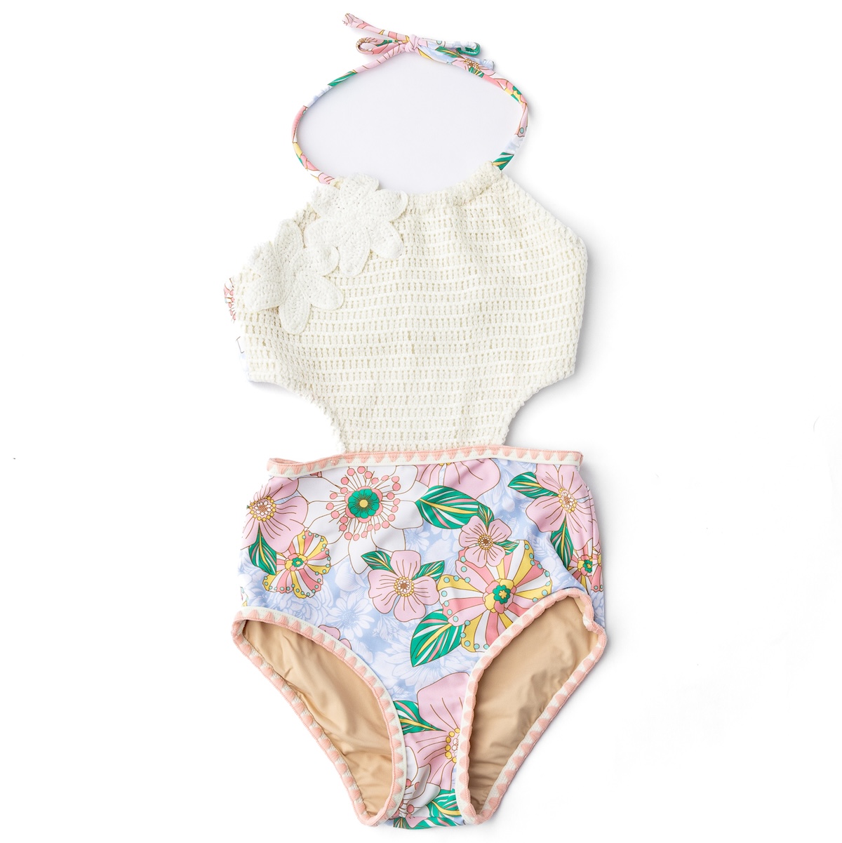 One Piece Crochet Halter | Retro Floral