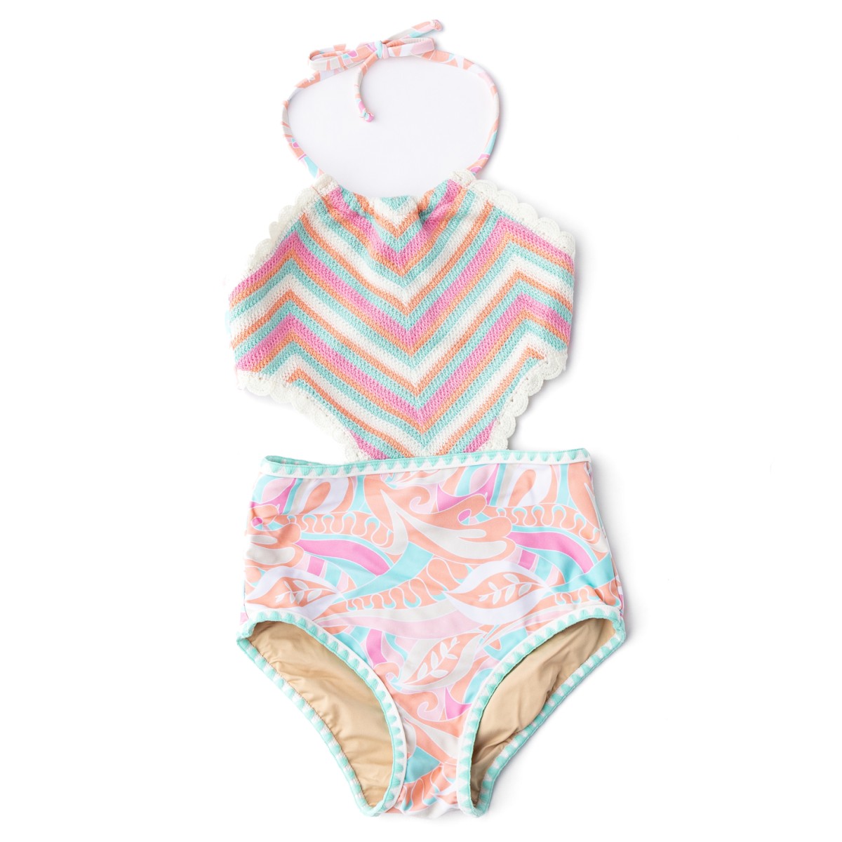 One Piece Crochet Halter Tutti Fruity