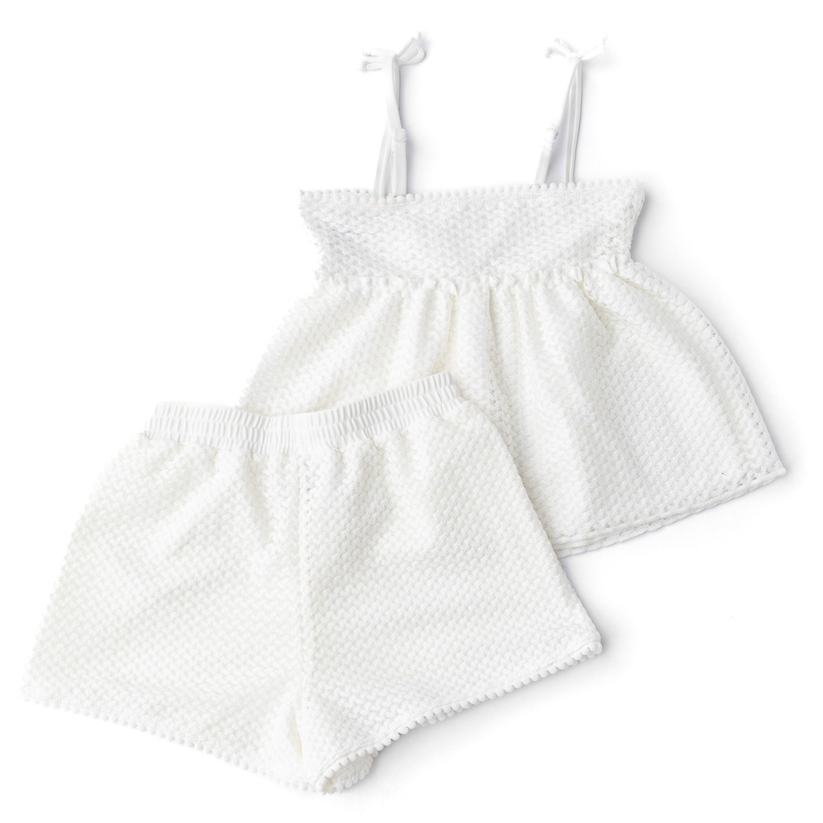 Two Piece Short Set Crochet White
