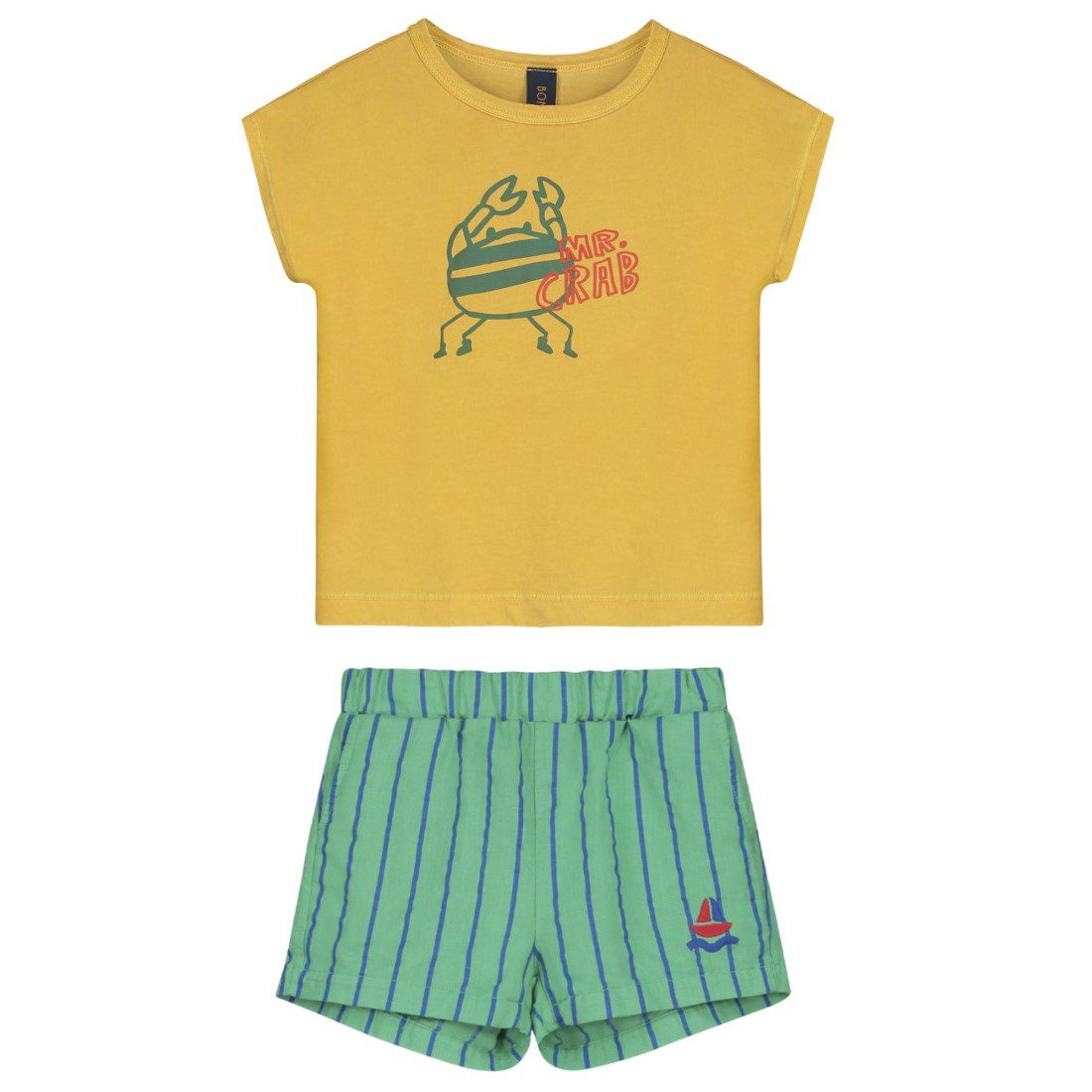 Mr. Crab T-Shirt & Short Allover Stripe | Saffron/Greenlake