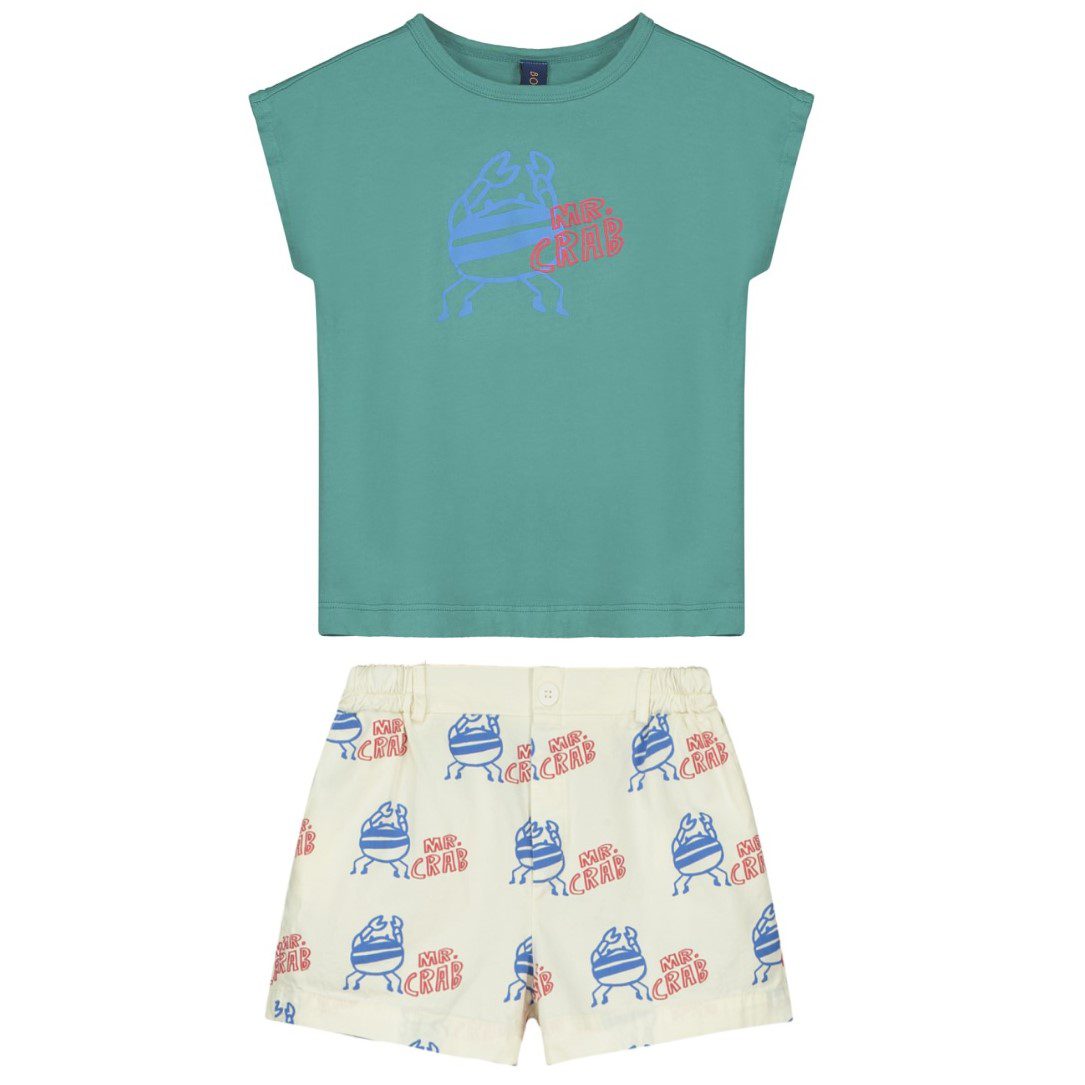 Mr. Crab T-Shirt & Short Allover Crabs | Verdigris/Ivory