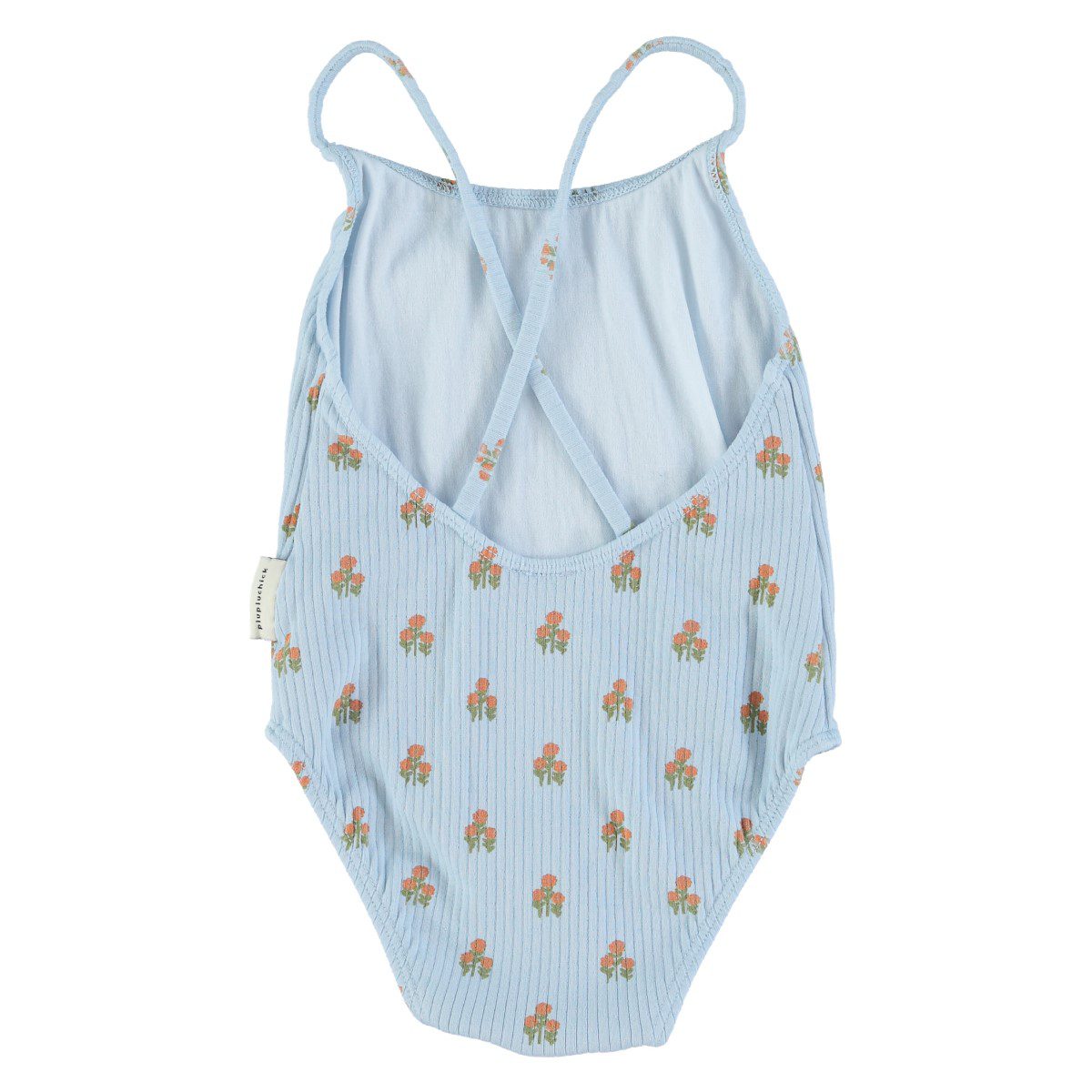 Swimsuit W/ Crossed Straps | Light Blue W/ Flowers