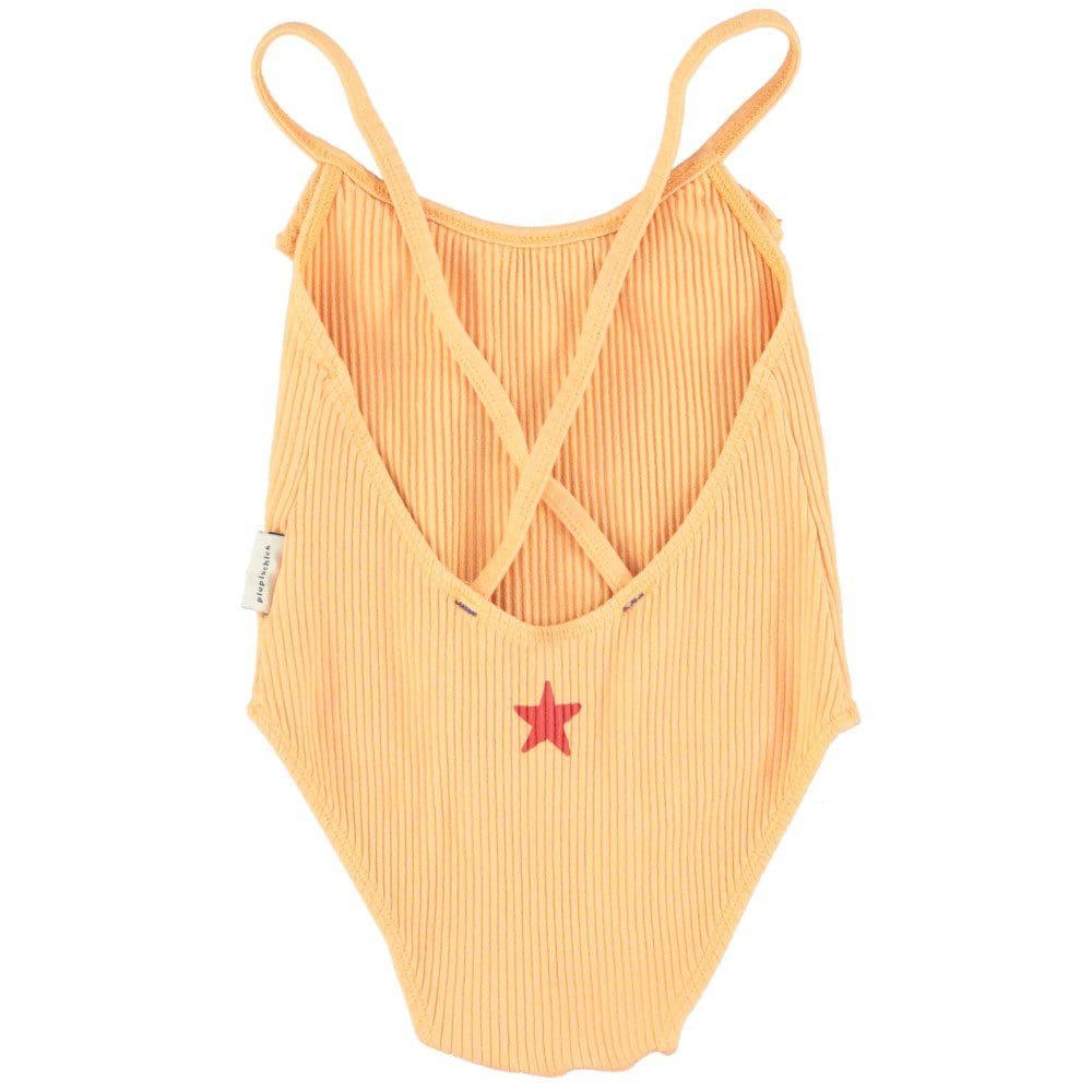 Swimsuit W/ Ruffles | Peach W/ Apple Print