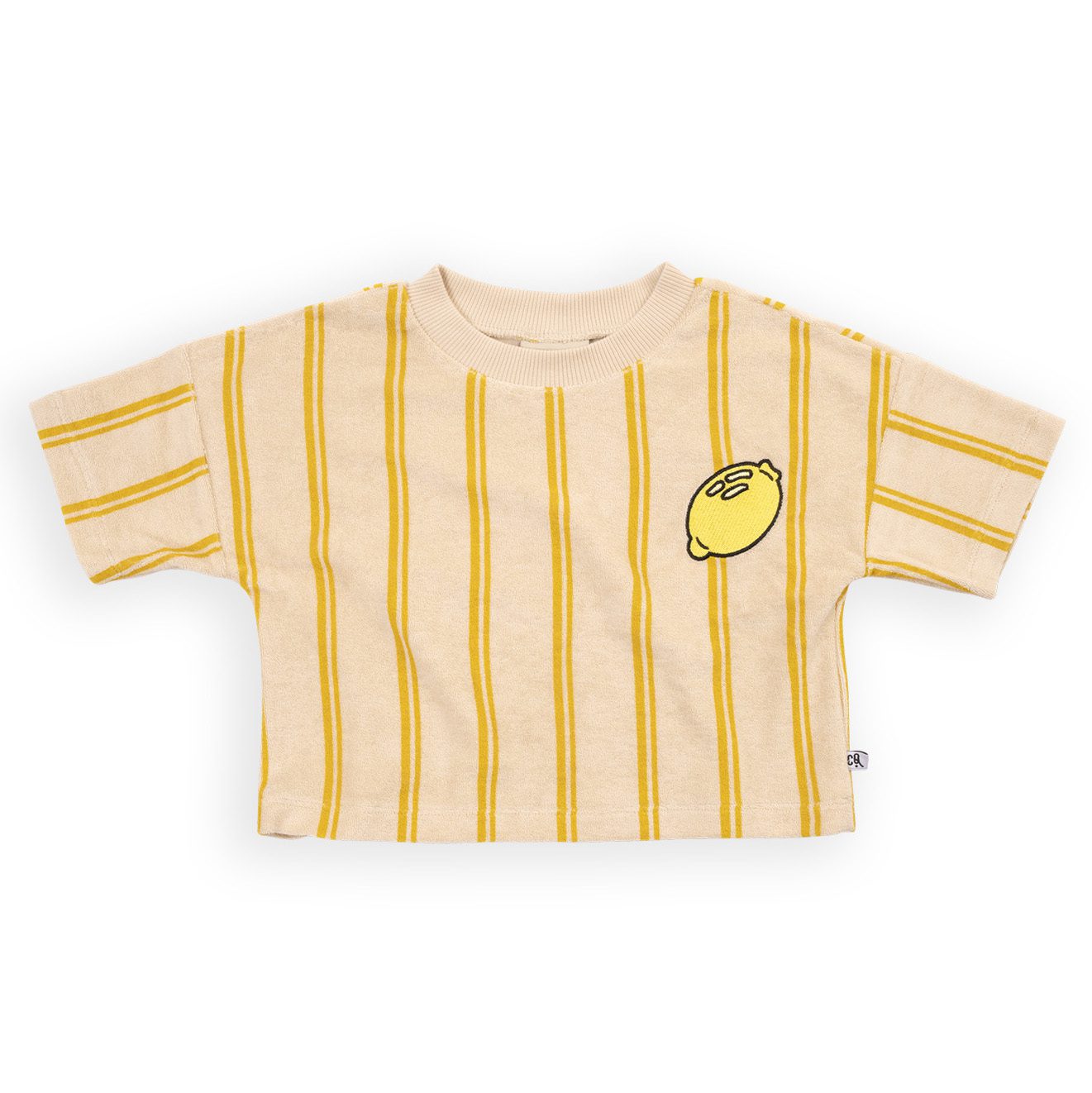 Cropped Crewneck Tee & Shorts | Stripes Yellow