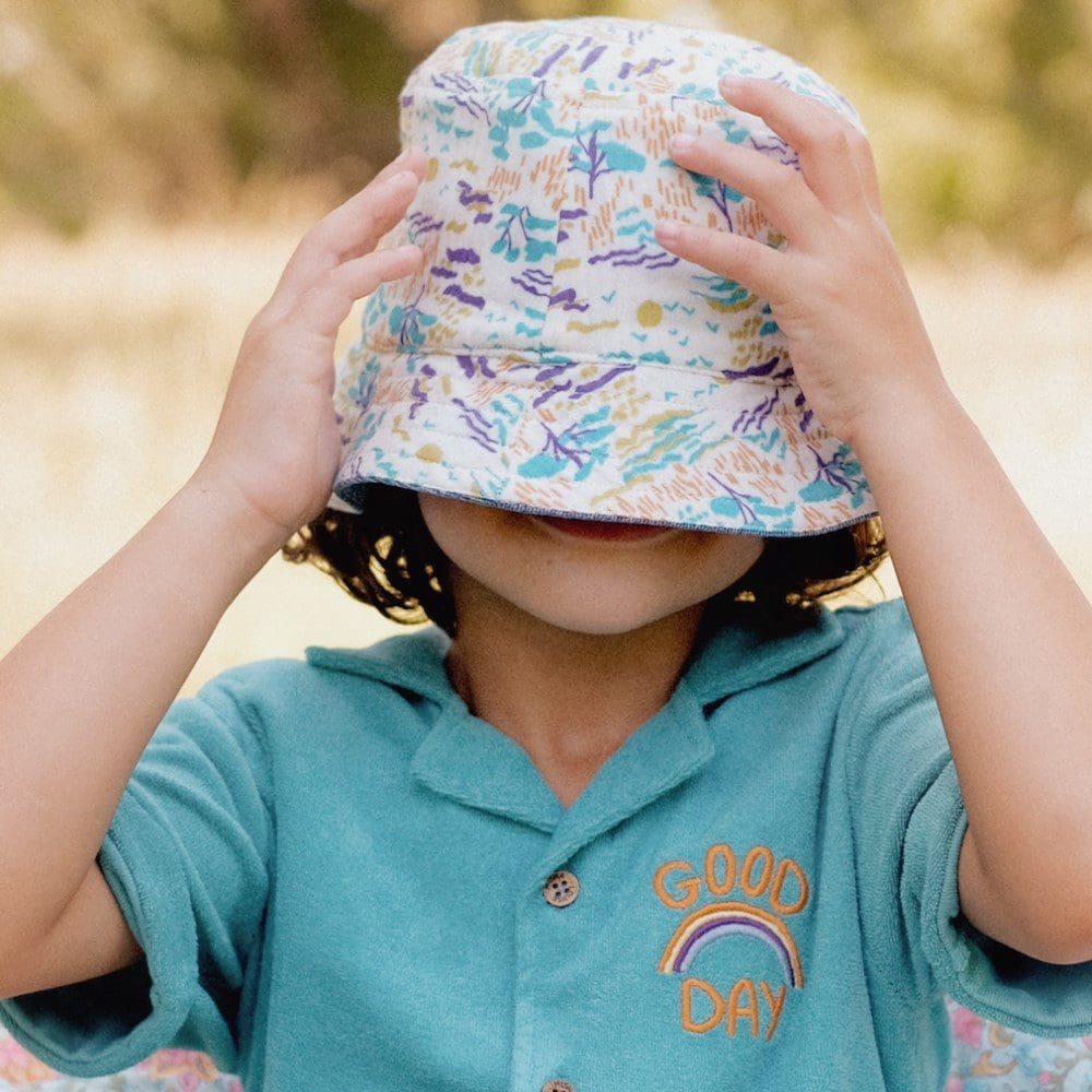 Sun Hat Afid | Stone Blue Cream Pastoral Fields