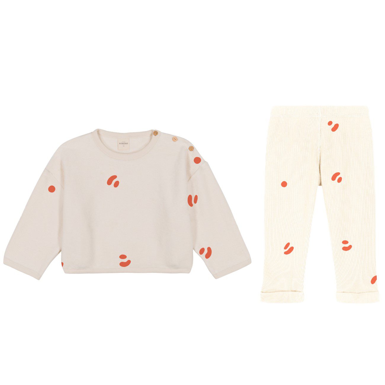 Ours Polar Sweatshirt & Rom Pom Leggings | Off White Dots