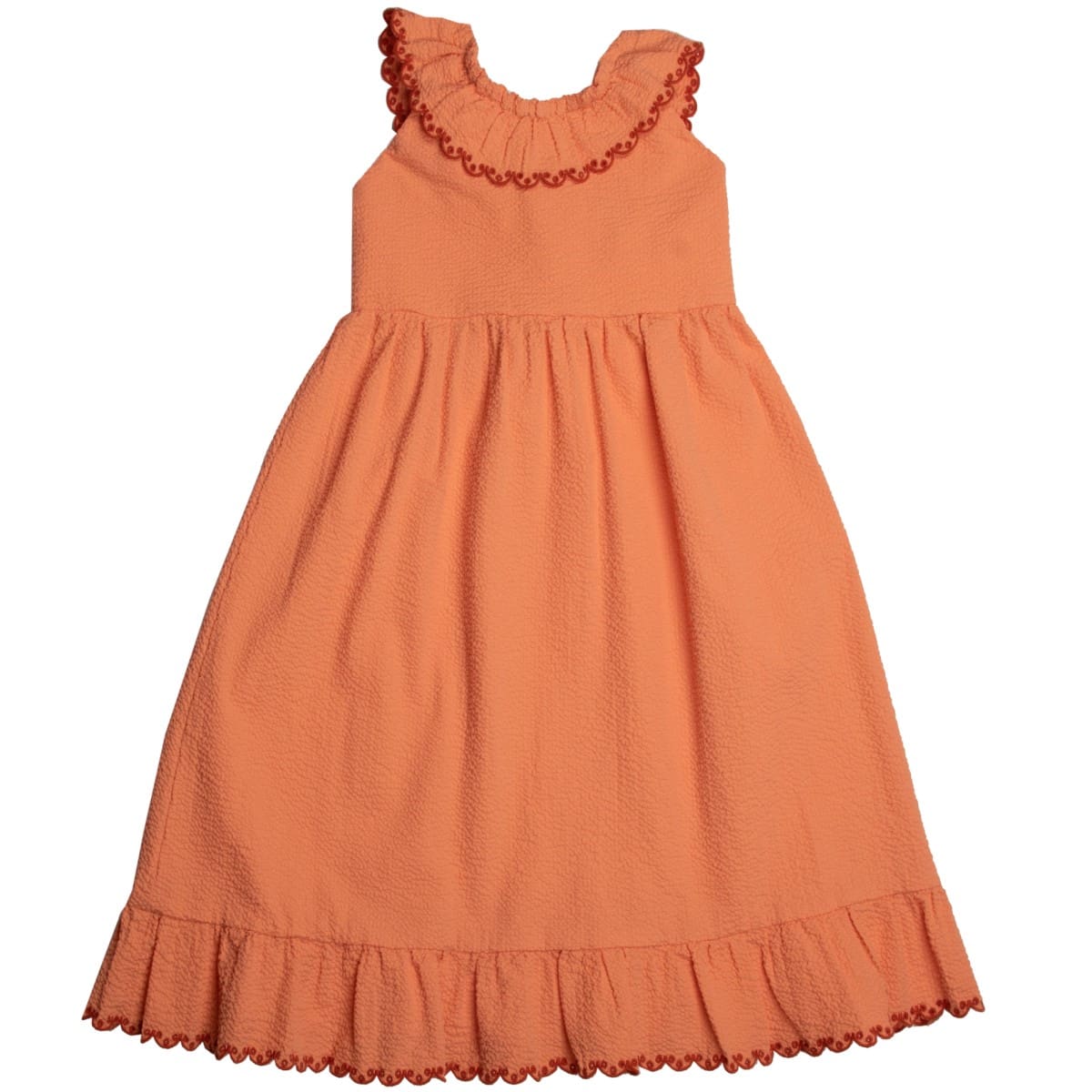 Seersucker Embroidered Dress | Papaya