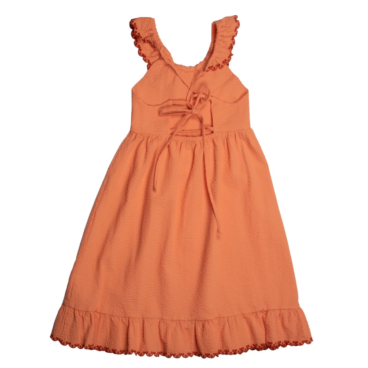 Seersucker Embroidered Dress | Papaya