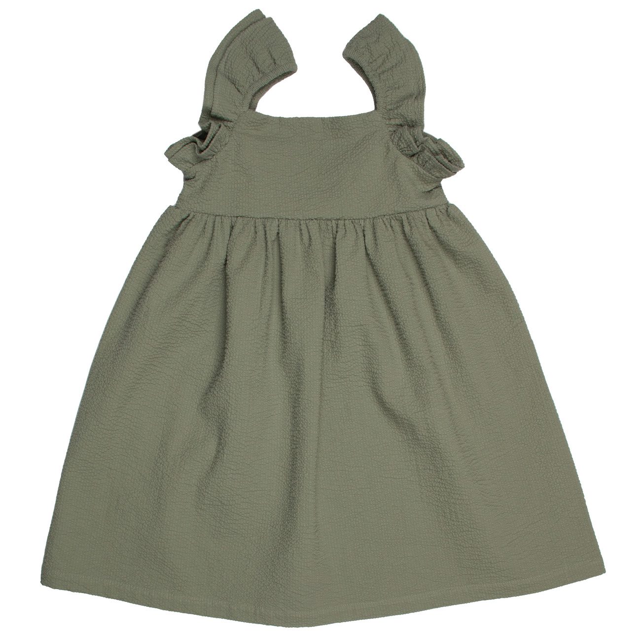 Seersucker Frilled Dress | Exotic Green