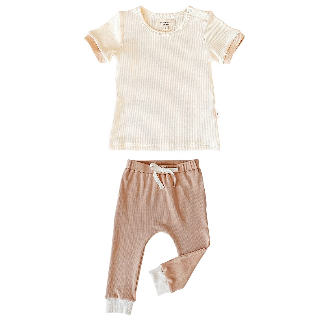 Cream Tee & Relaxed & Hazelnut Fit Bottoms