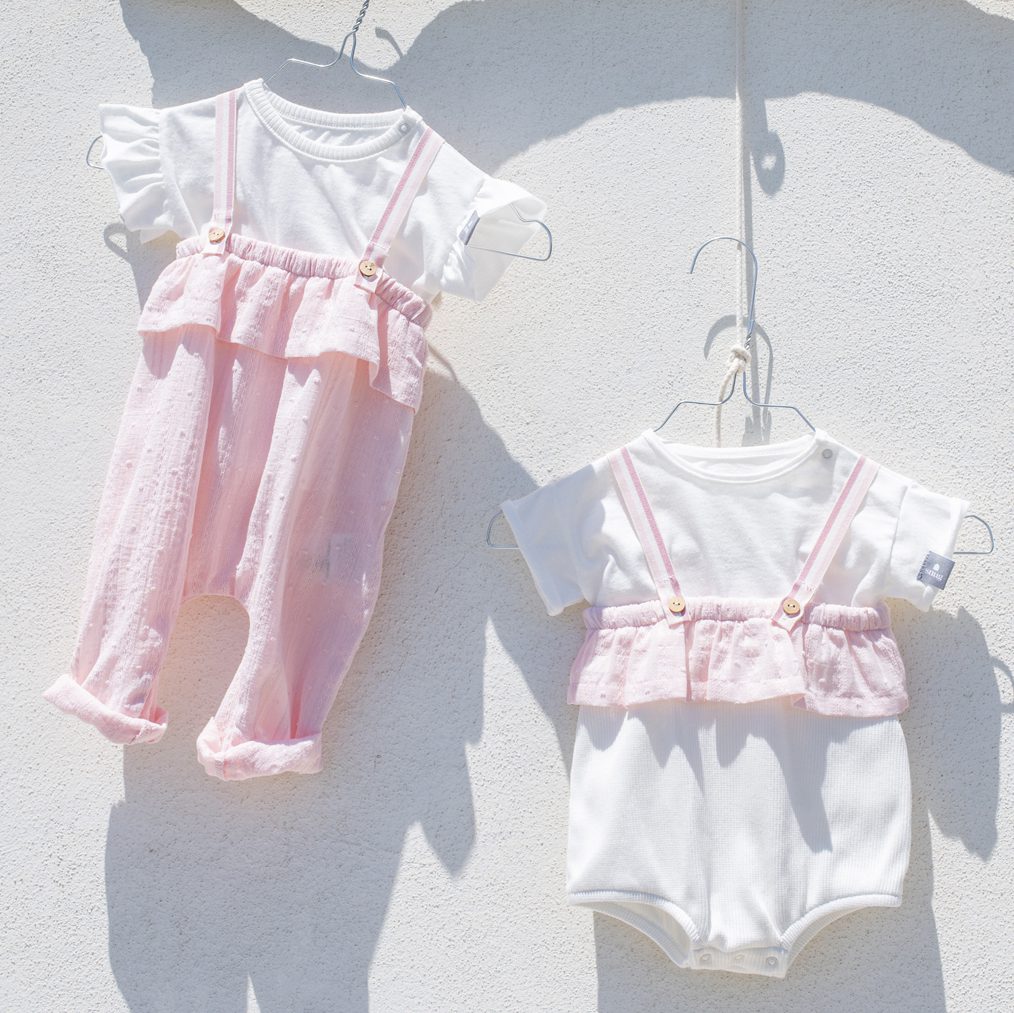 Set T-shirt & Dungarees | Pale Pink