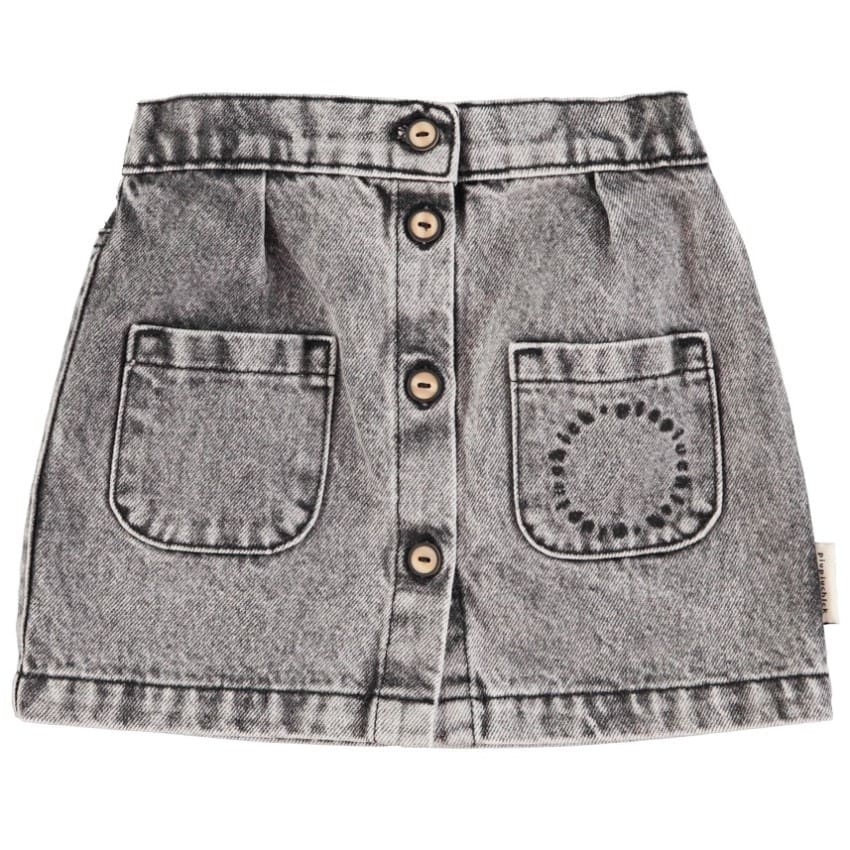 Short skirt | Washed Black Denim