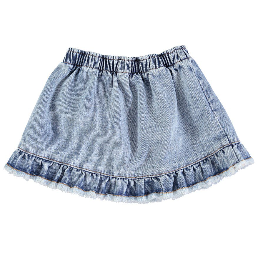 Short Skirt W/ Ruffles | Washed Light Blue Denim