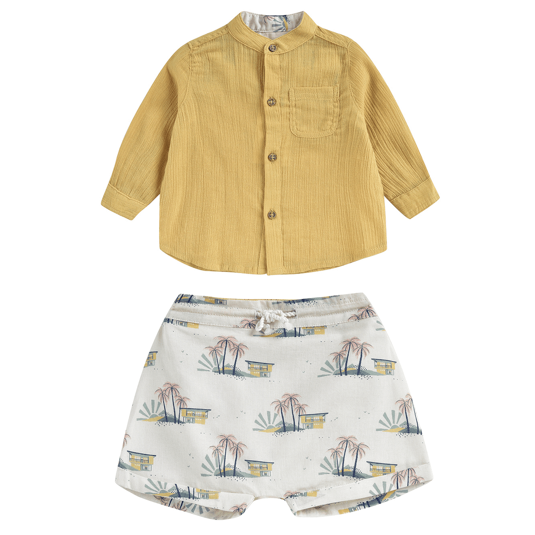 Shorts Aliki Off-White Hawaii & Shirt Almond Soft Honey