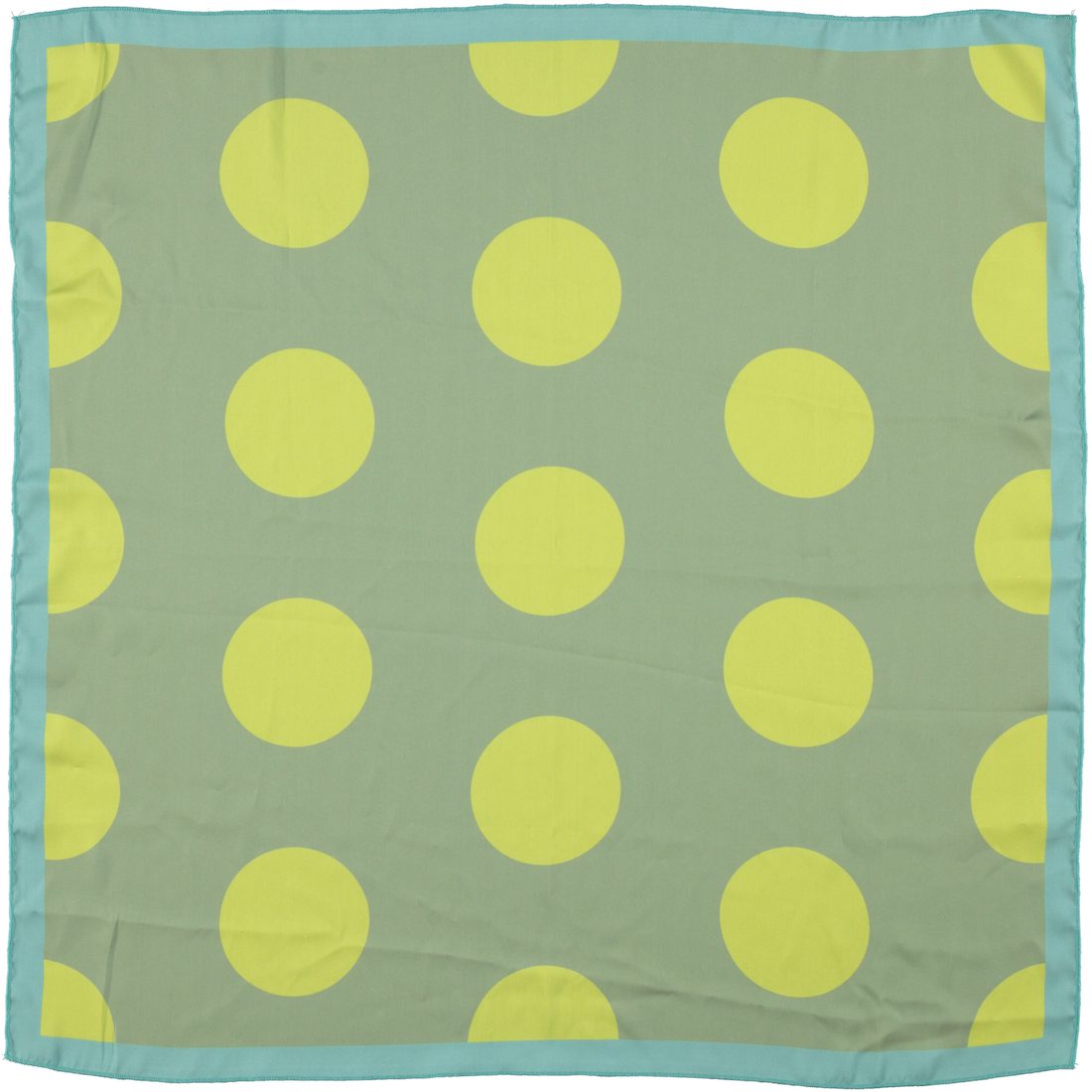 Silky Bandana/Scarf | Green W/ Lemon Circles