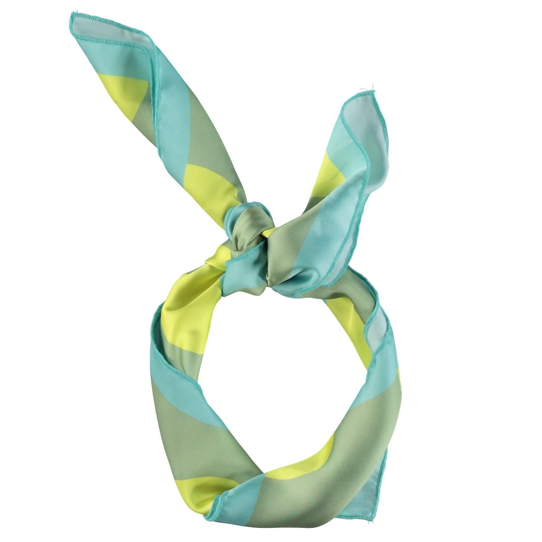 Silky Bandana/Scarf | Green W/ Lemon Circles