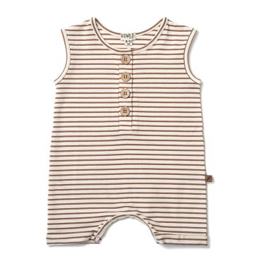Sleeveless Romper | Caramel Stripe