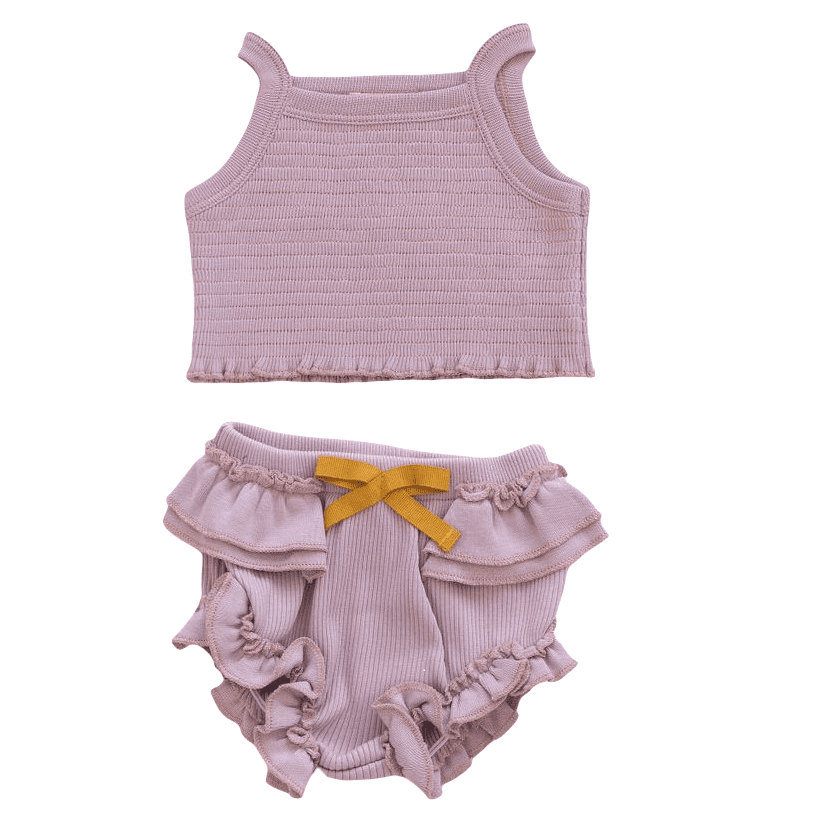 Smocked Crop Tank & Ruffle Bloomers | Lilac