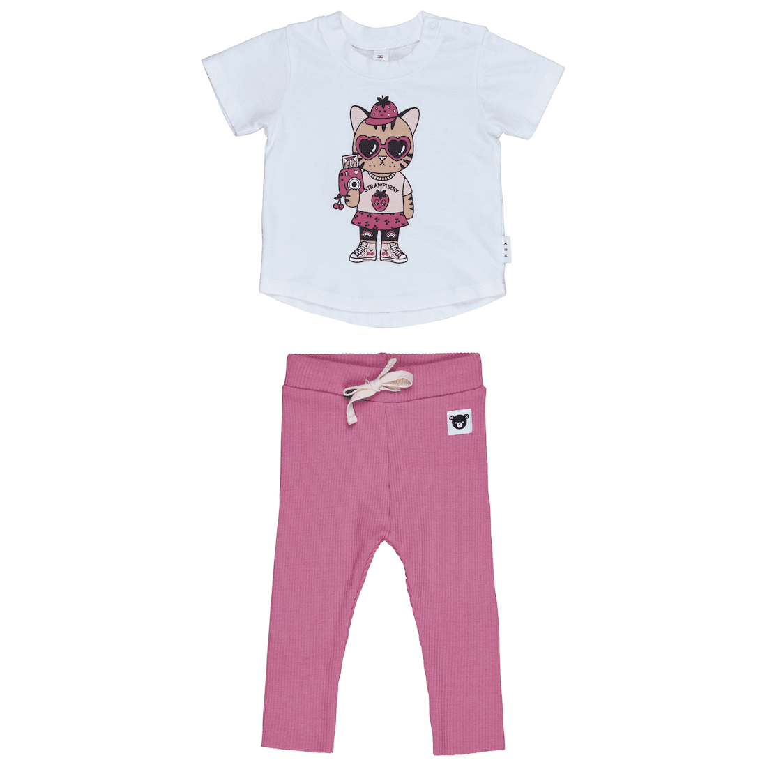 Strawpurry T-Shirt & Bubble Gum Rib Leggings