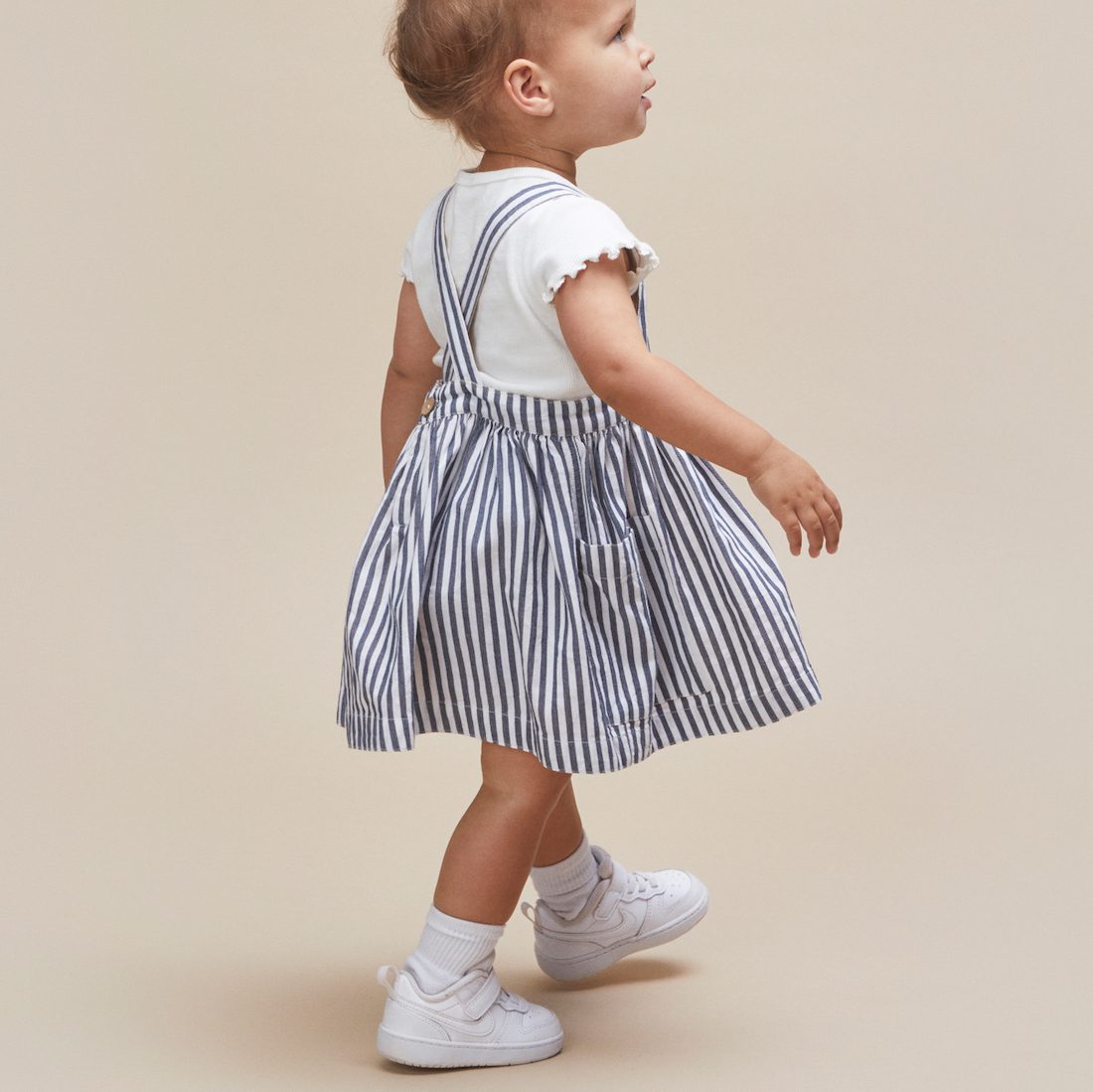 Stripe REVERSIBLE Pinafore & White T-Shirt
