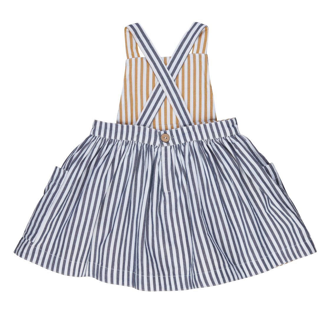 Stripe REVERSIBLE Pinafore & White T-Shirt