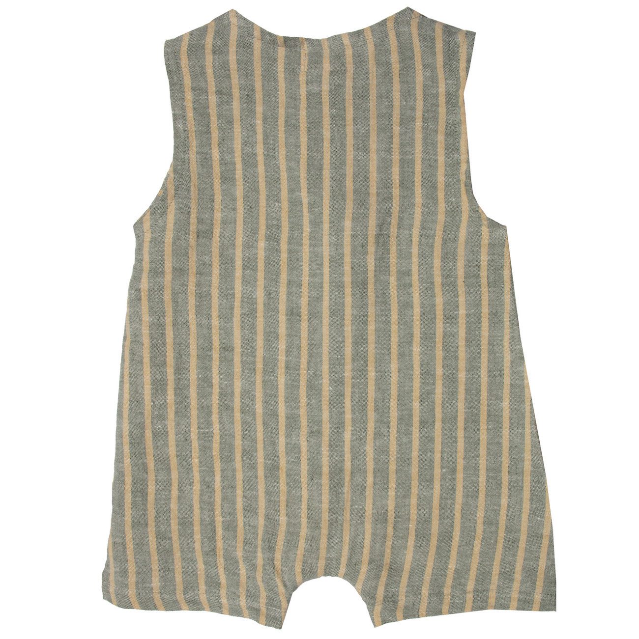 Striped Linen Overall | Leaf Green/Curry Stripes