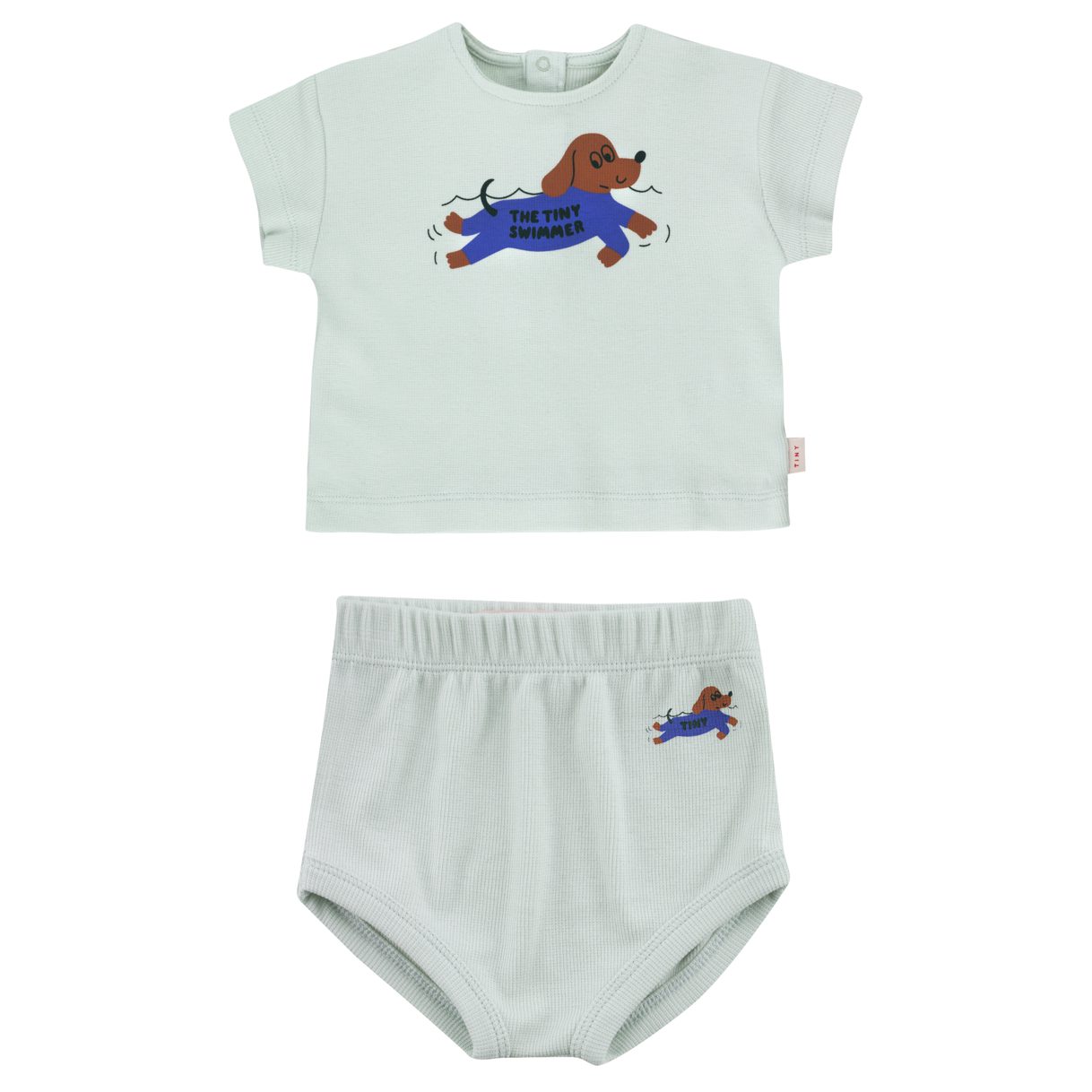 Swimmer Baby Relaxed Tee & Bloomers | Light Blue Grey/Iris Blue