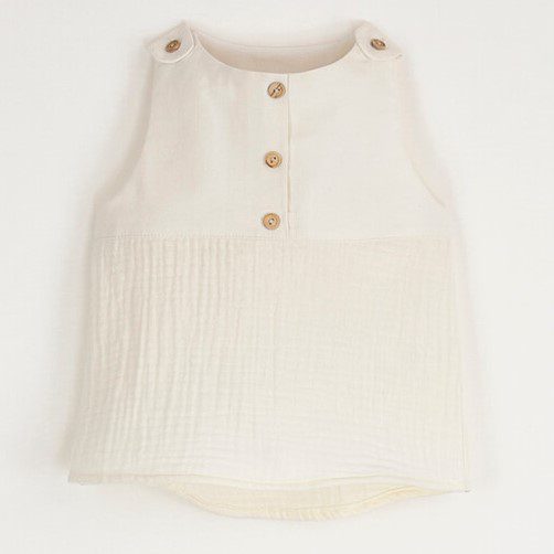 Sleeveless Organic Shirt & Organic Culotte with Placket | Off-White