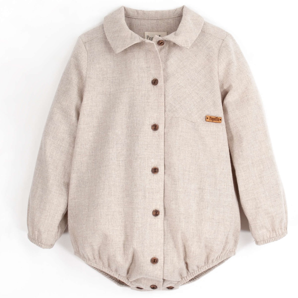 Brown Plaid Wollen Short Romper Suit & Sand Shirt Style Romper Suit